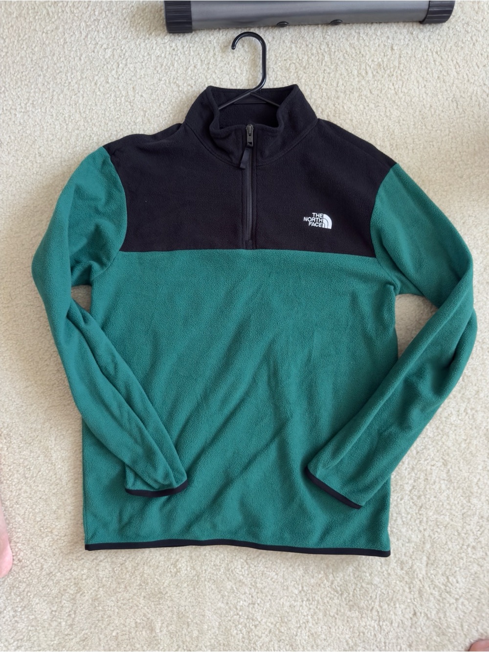 THE NORTH FACE HALF ZIP FLEECE POLARTEC - DARK GREEN BLACK - MENS MEDIUM